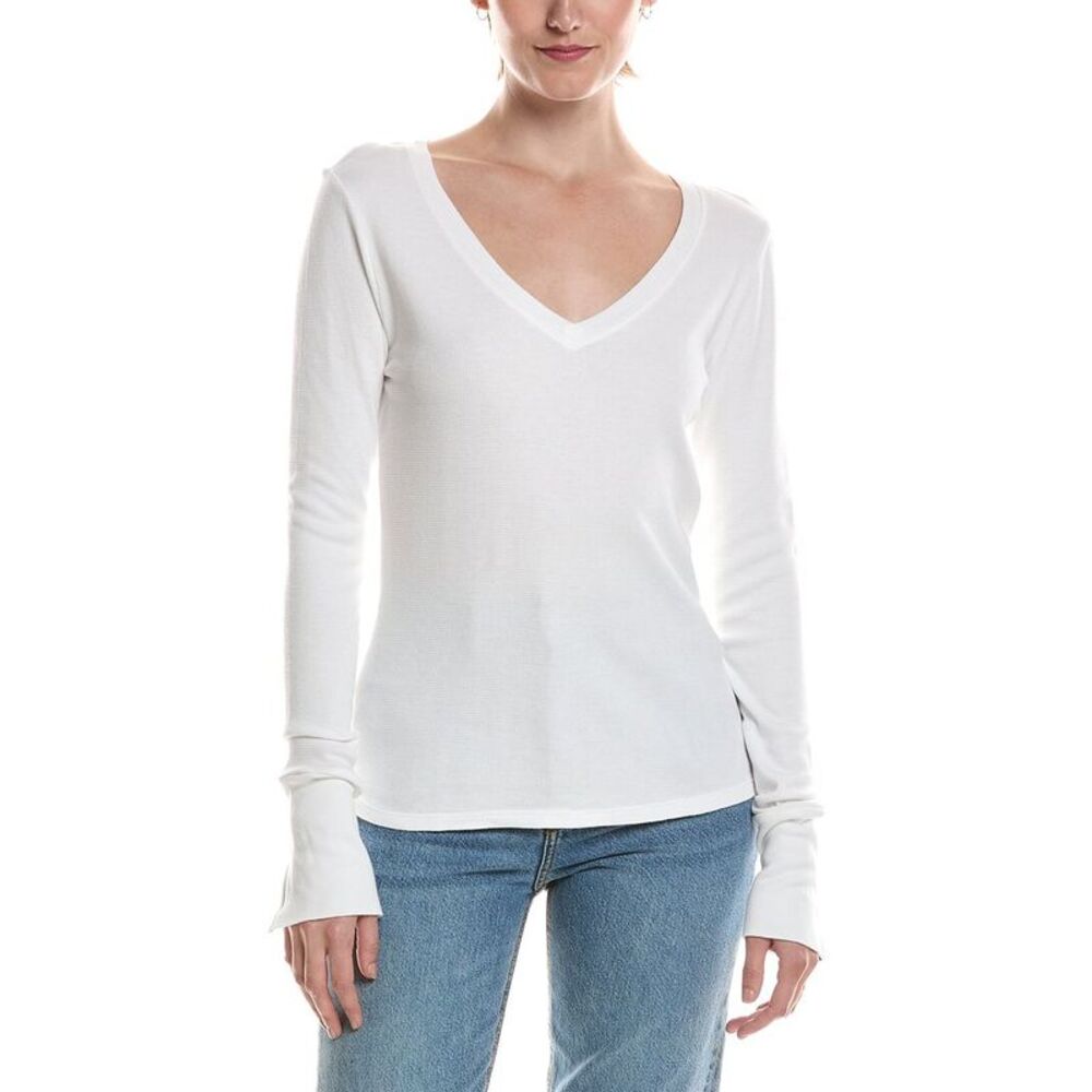 Michael Stars Womens Dinah V-Neck Top, White